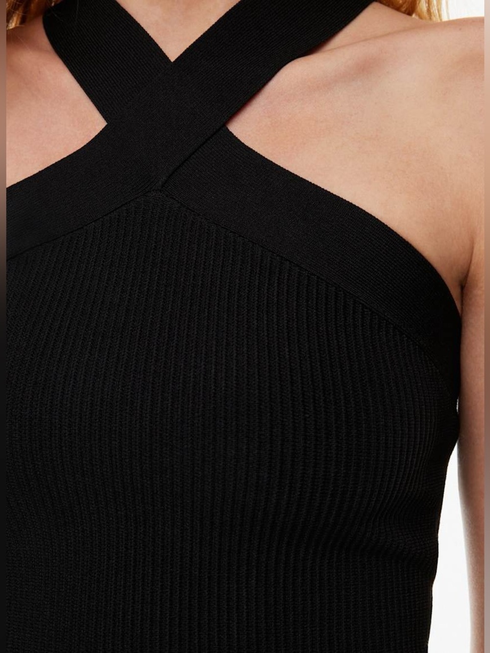 Aritzia Black Ribbed Cross-Halter Crop Top - Picture 5 of 14